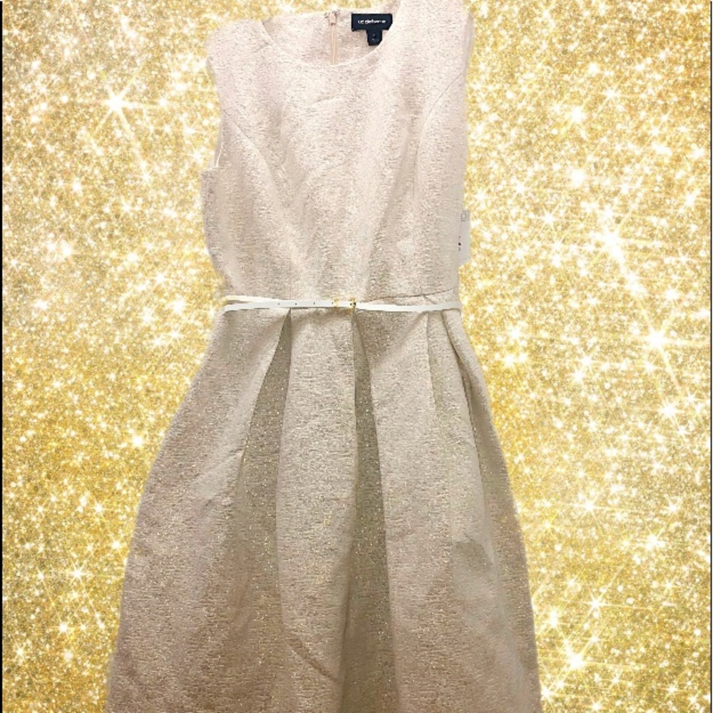 💕Liz Claiborne Ivory Gold Dress💕